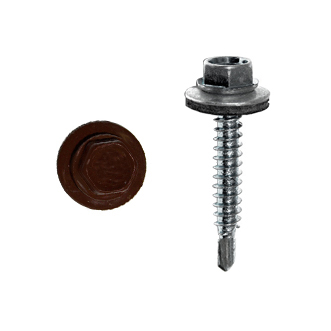 (RAL 3009)  Саморез кровельный с шестигранной головкой сверло по дереву 4,8*51