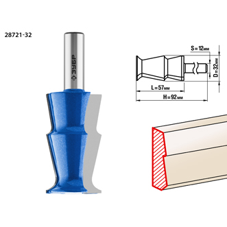 Фреза кромочная фигурная No10, D= 32мм,  рабочая длина-57мм, хв.-12 мм, Профессионал, ЗУБР