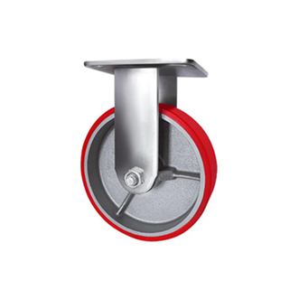 Колесо с опорой; колесо - полиуретан. д. 150мм/ш. 50мм, подшип., большегруз. 360кг; Опора - площад. 114*100, неповорот.; общ. высота 190мм.  