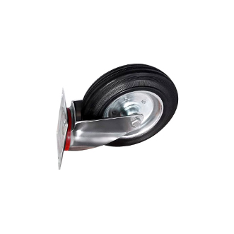 Колесо с опорой; колесо -резина. д. 200мм/ш. 44мм, подшип., промышл. 185кг; Опора - площад. 105*135, поворот.; общ. высота 235мм.  