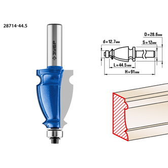 Фреза кромочная фигурная No3, D= 28,6мм, рабочая длина-44,5мм, хв.-12мм,d-12,7мм, Профессионал, ЗУБР