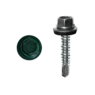 (RAL 6005) Саморез кровельный с шестигранной головкой сверло по металлу 5,5*25