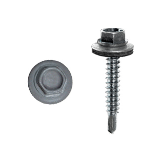 (RAL 7024)  Саморез кровельный с шестигранной головкой сверло по дереву 4,8*38