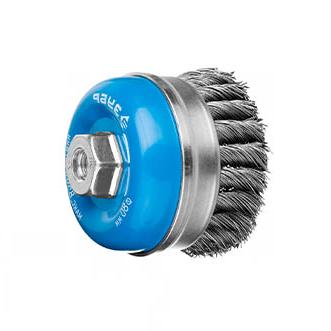 Щетка чашечная усиленная для УШМ, плетеные пучки стальной проволоки 0,5мм, 100мм/М14, 