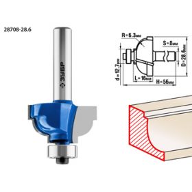 Фреза кромочная калевочная No7, D= 28,6мм, рабочая длина-16мм, радиус-6,3мм,хв.-8мм, d-12,7мм, ЗУБР