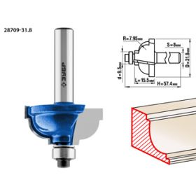 Фреза кромочная калевочная No7, D= 31,8мм, рабочая длина-15,5мм, радиус-7,95мм,хв.-9,5мм, d-12,7мм, 