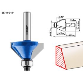 Фреза кромочная калевочная(фасочная) No9, D= 34,9мм, рабочая длина-17мм, угол наклона-45 градусов, х