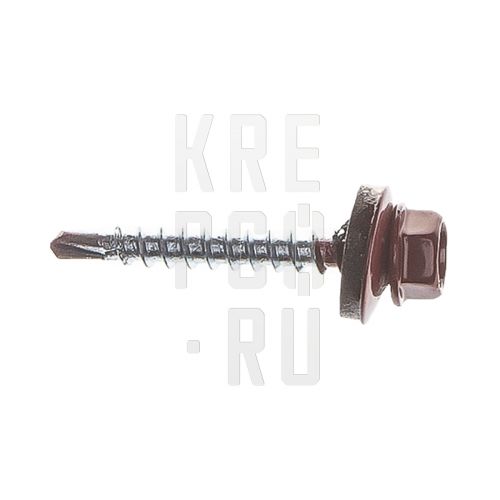 (RAL 3011)  Саморез кровельный с шестигранной головкой сверло по дереву 4,8*35